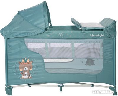 Манеж-кровать Lorelli Moonlight 2 Layers Plus 2023 (арктический зеленый, индеец) - фото2