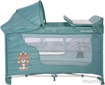 Манеж-кровать Lorelli Moonlight 2 Layers Plus 2023 (арктический зеленый, индеец) - фото3