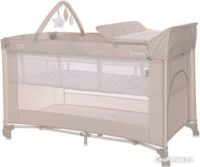 Манеж-кровать Lorelli Torino 2 Plus 2022 (бежевый, полосы) - фото