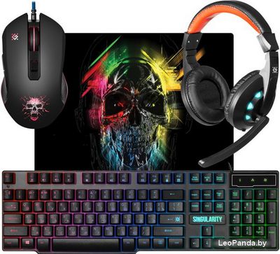Клавиатура + мышь с ковриком + наушники Defender Singularity MKP-118 - фото